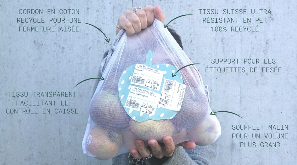 sac reutilisable pour fruits legumes en vrac produit en suisse